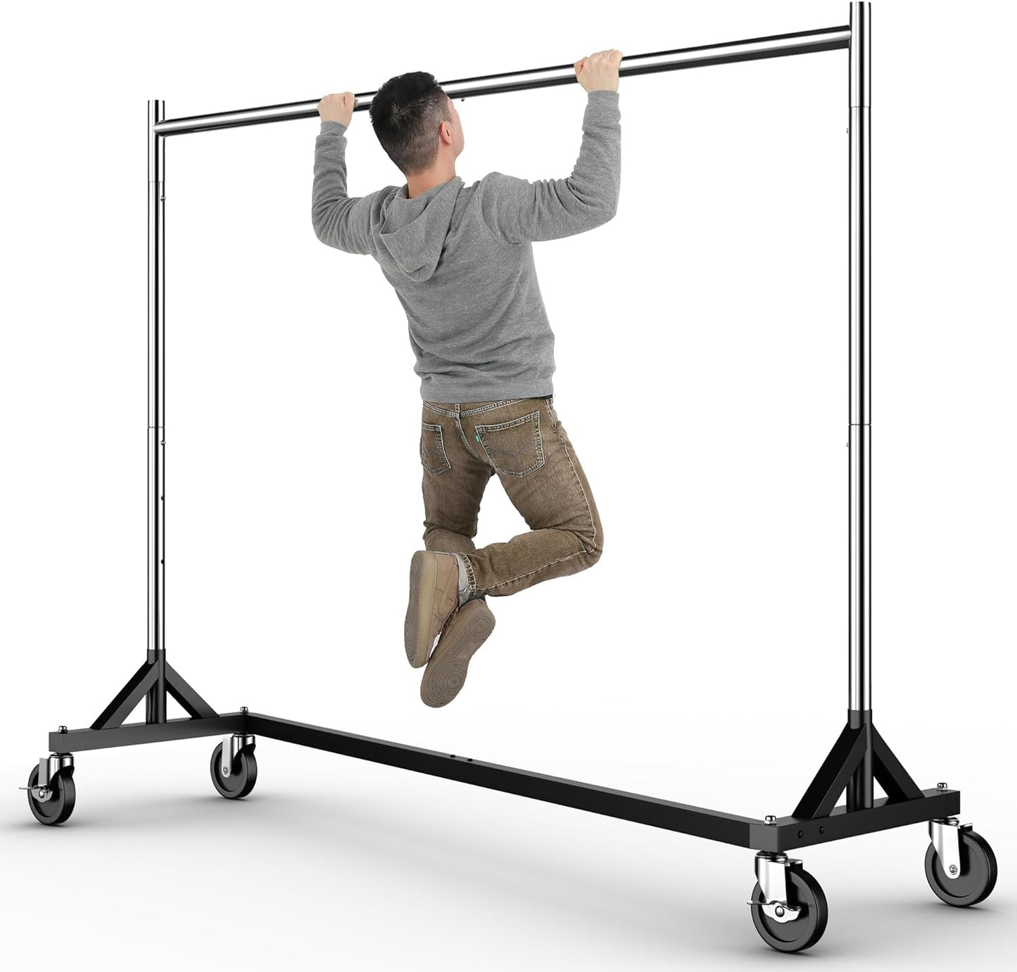 HOKEEPER Heavy Duty Clothing Rack with Adjustable Height & Wheels