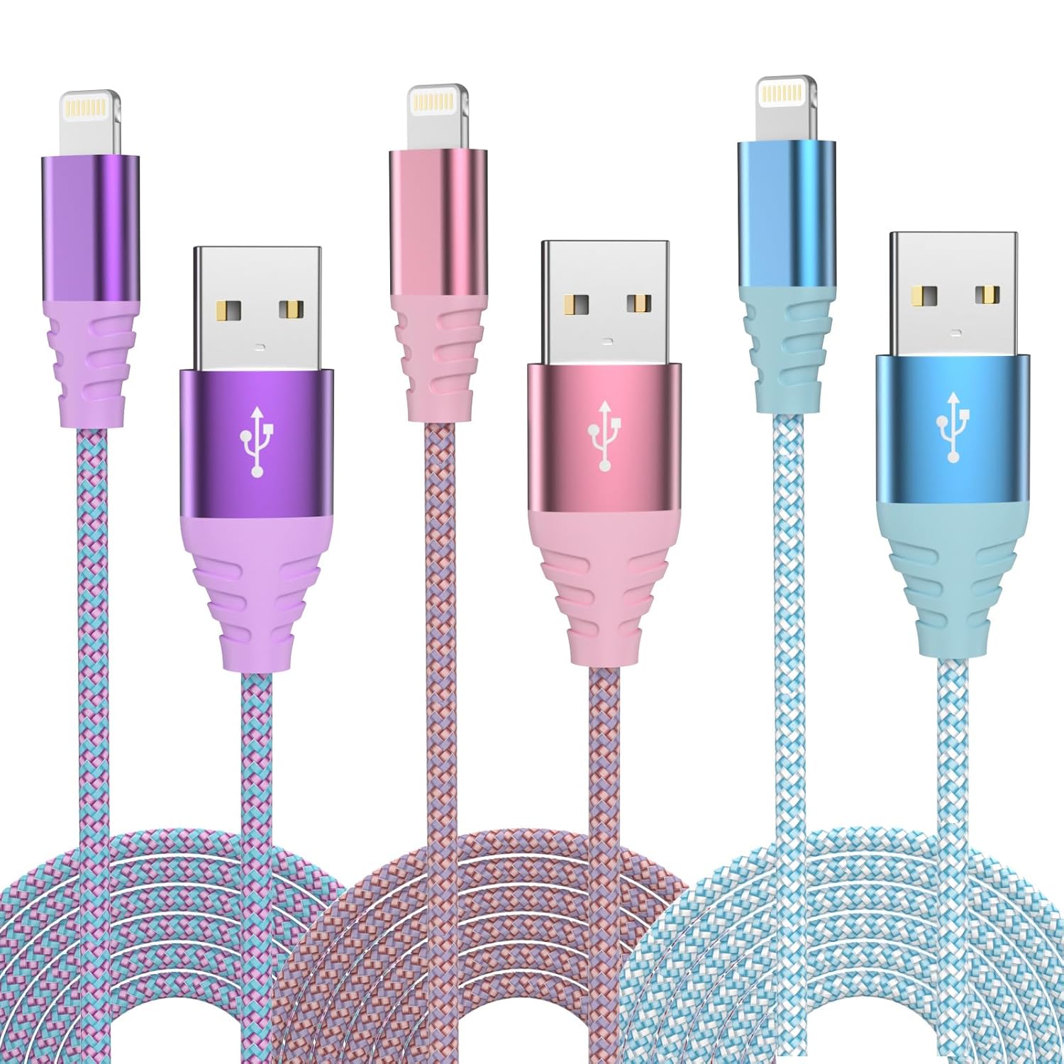 3pk Fast Charging iPhone Lightning Cables - MFi Certified