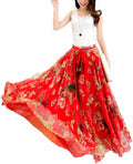 Afibi Women Full Length Chiffon Maxi Skirt - Flowing Beachwear