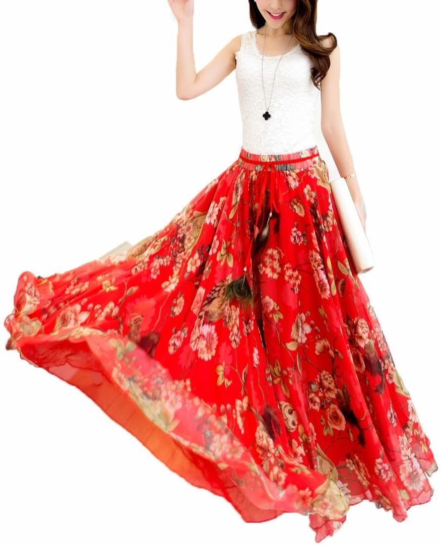 Afibi Women Full Length Chiffon Maxi Beach Skirt for All Occasions