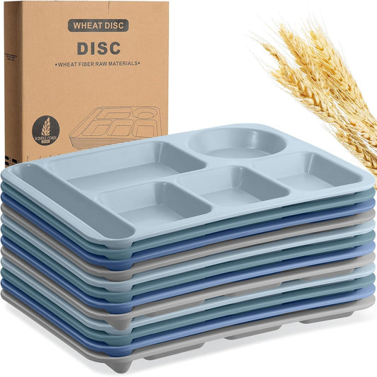 Large Divided Plates for Adults - 12 Pcs Unbreakable Trays