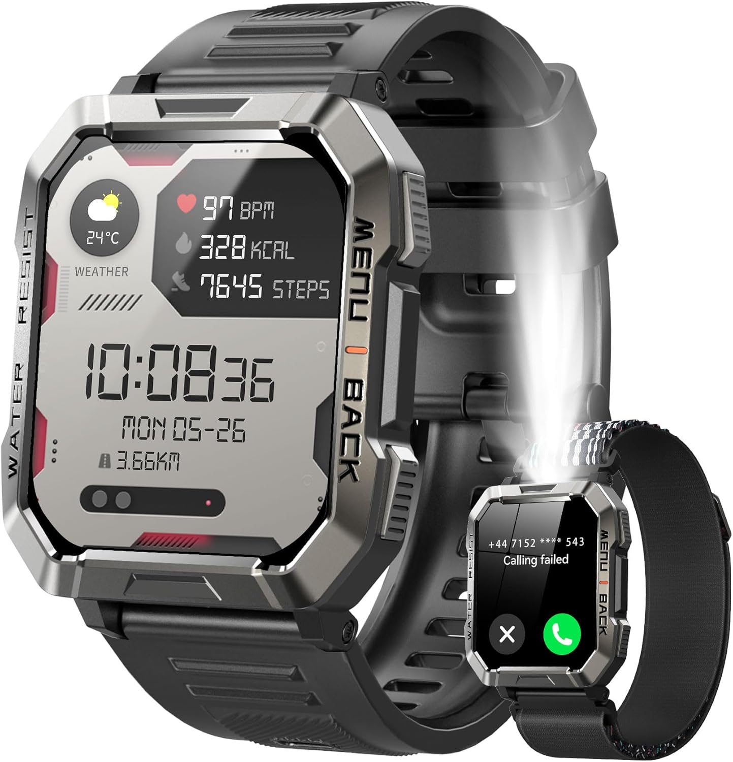 Advanced Military Smartwatch: Calls, Long Battery, 100+ Sports Modes