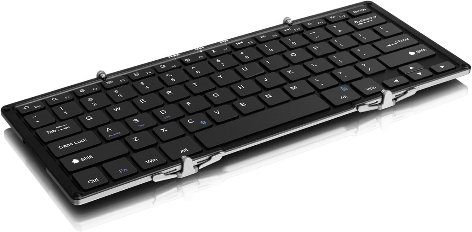 Aluratek Tri-Fold Bluetooth Keyboard - Portable Full-Size for Any Device!