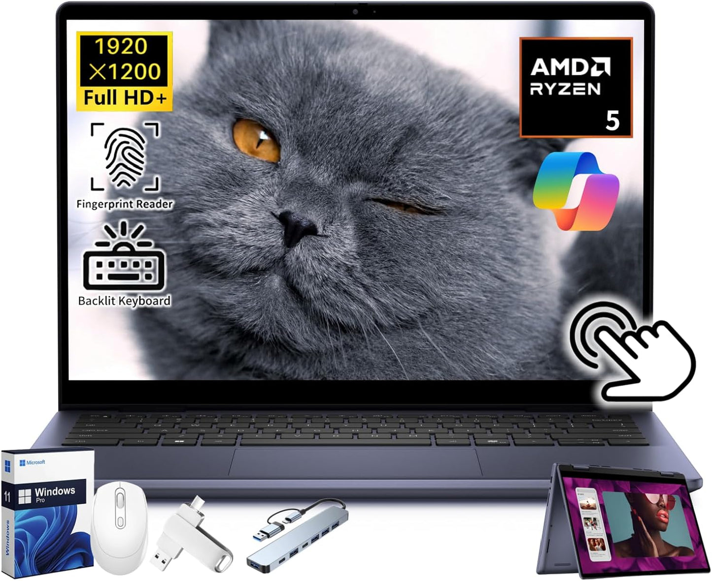 Dell Inspiron 14 7445 2-in-1 Laptop with Touchscreen and Ryzen 5