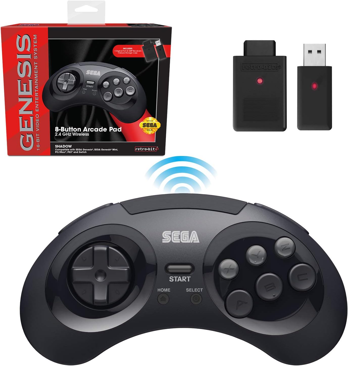 Retro-Bit Wireless Controller for Sega Genesis and More