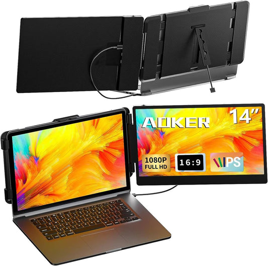 Portable 14 Laptop Screen Extender - Dual Monitor for On-the-Go Productivity!