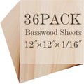Balsa Wood Sheet 36Pack 12x12x1/16 in Basswood Sheets - Craft Ready