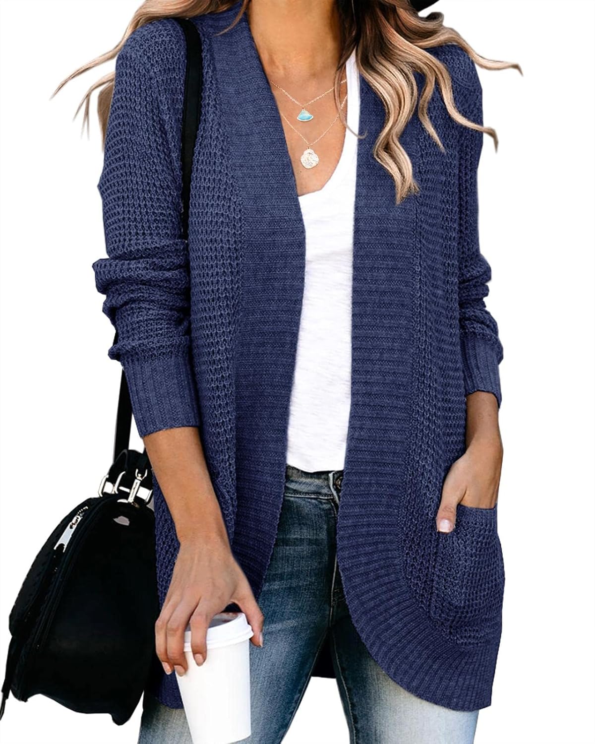 Saodimallsu Womens Loose Open Front Cardigan for Casual Style