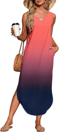 Women's Summer Maxi Dress with Pockets - Soft Stretch Casual Maxi