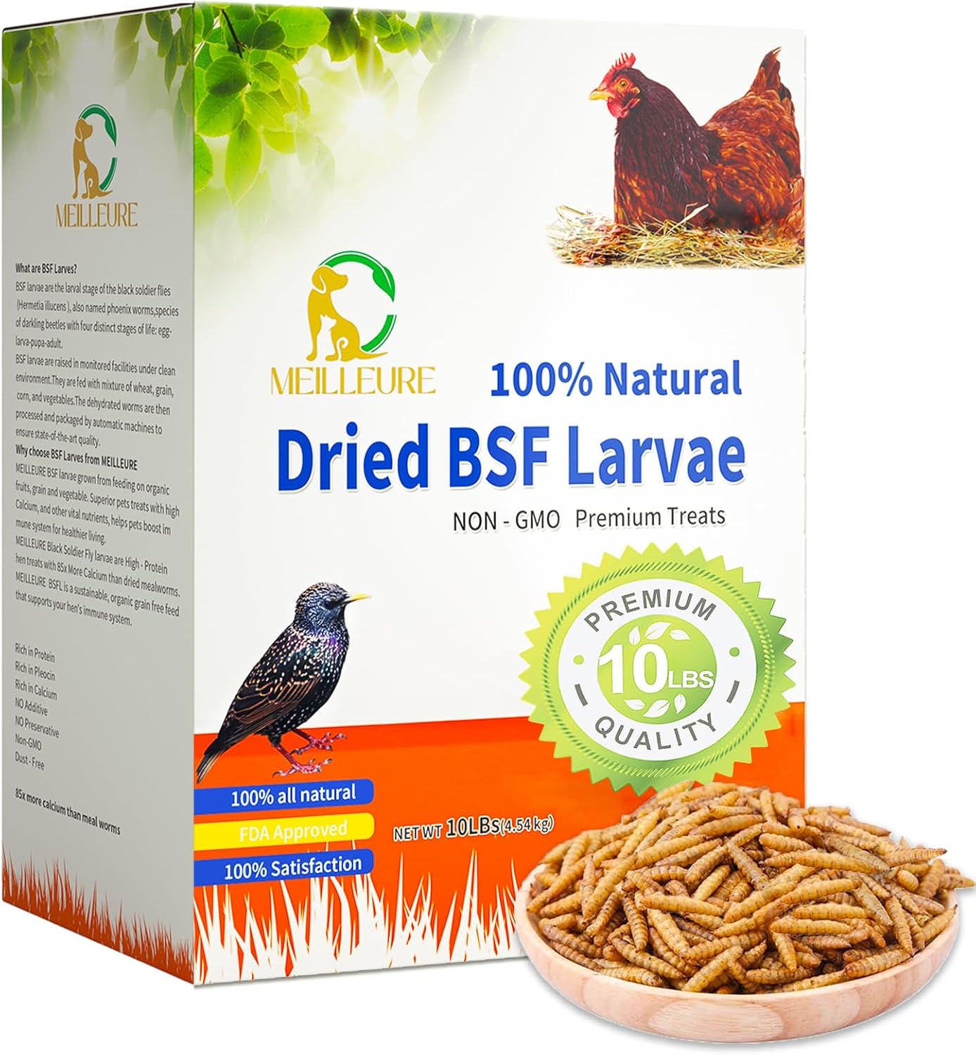 High Protein Dried Black Soldier Fly Larvae for Chickens 10lbs