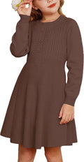 Girl Cable Knit Sweater Dress with Button Front - Soft Acrylic Knit