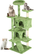 54in Cat Tree Tower in Green - Space Saving Multi-Level Condo