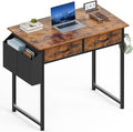 Small Desk with 2 Fabric Drawers - Compact 32in Home Office Table