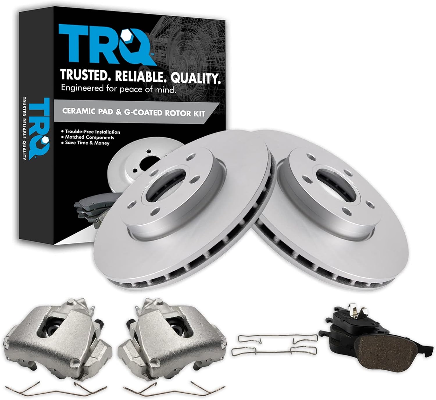 TRQ Front Brake Pad & Rotor Kit for 2014-2018 Ford C-Max
