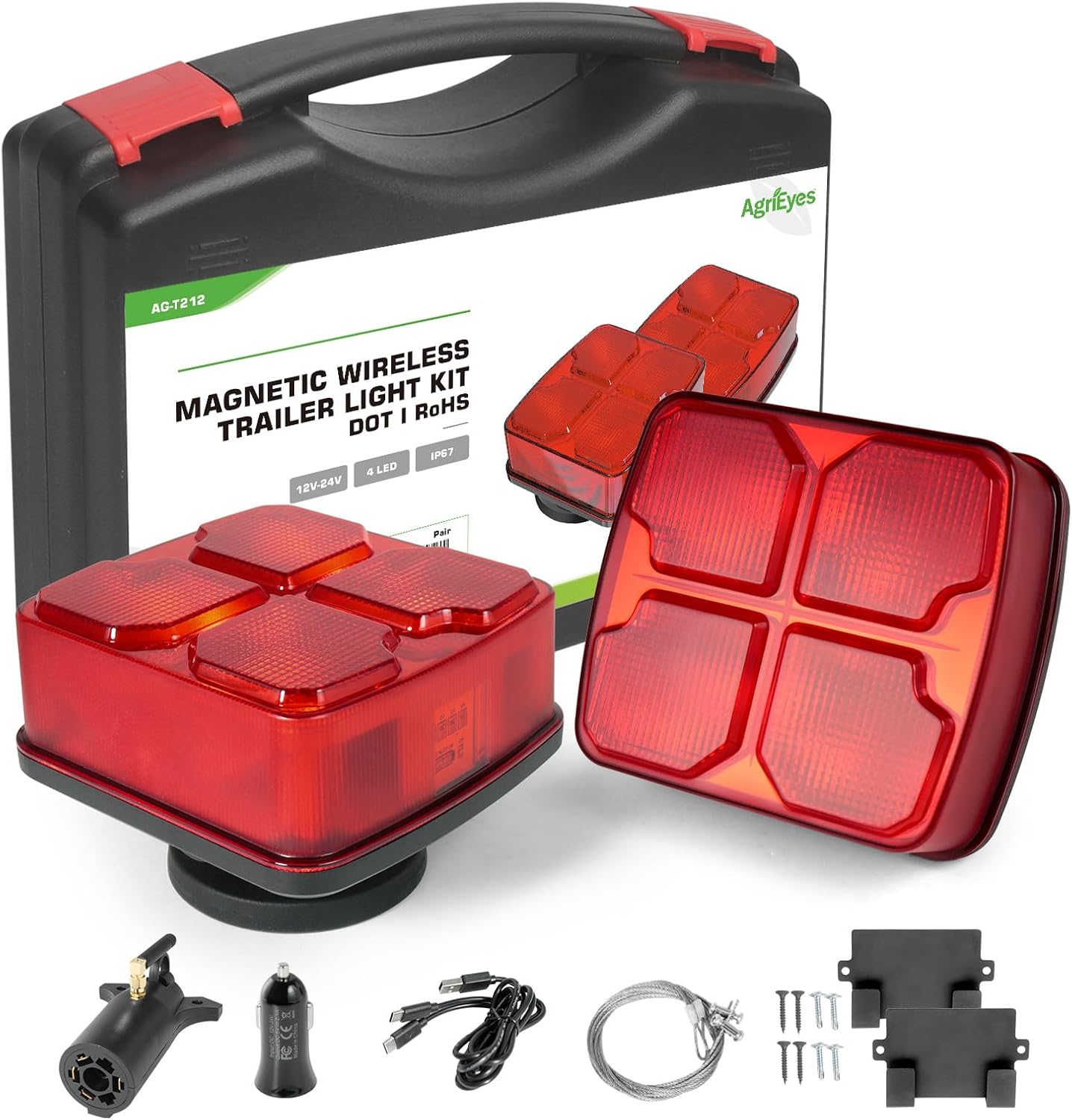 Wireless Trailer Lights Kit for Towing Truck with Rechargeable LED