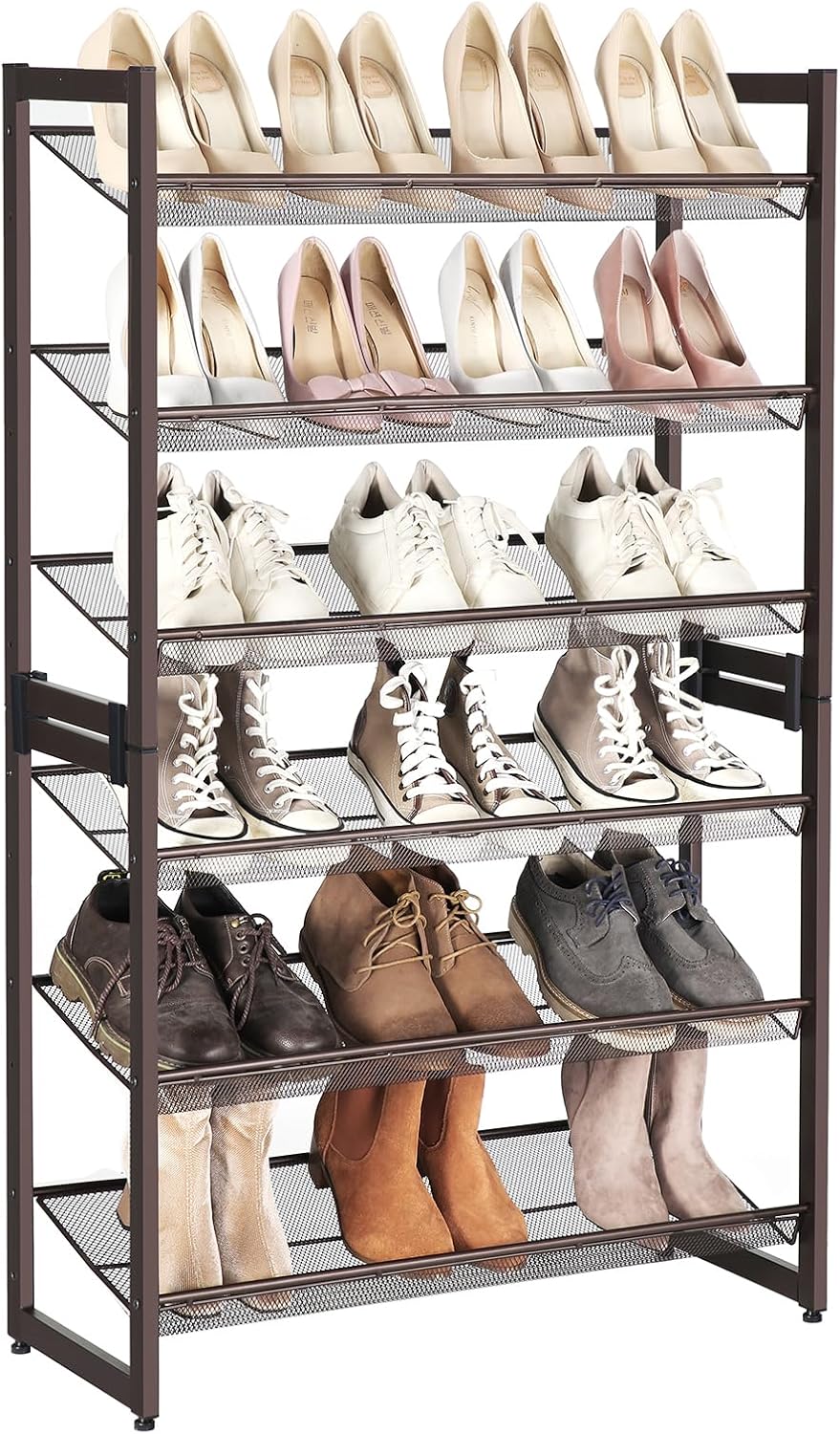 SONGMICS 6-Tier Shoe Rack Organizer for Garage, Adjustable Shelves