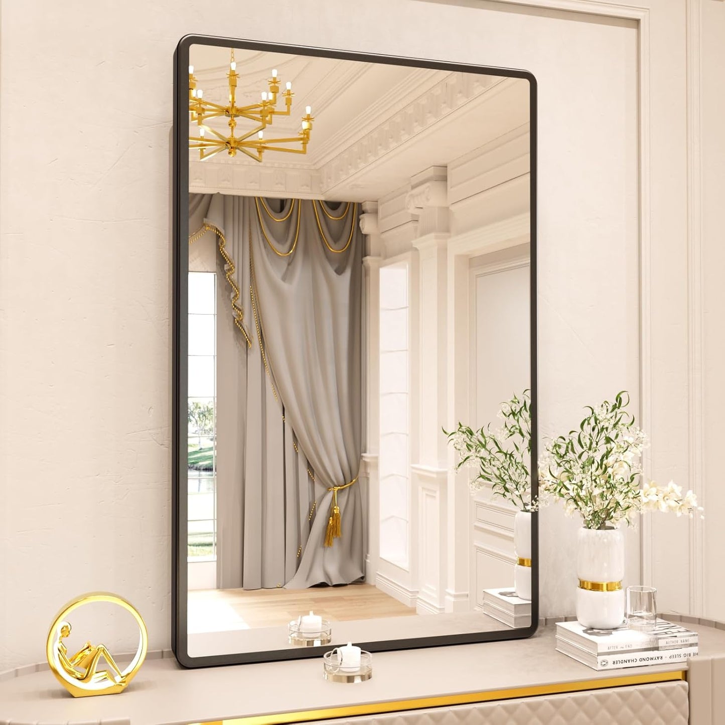 Upgrade Bathroom Mirror with Black Metal Frame for Modern Style
