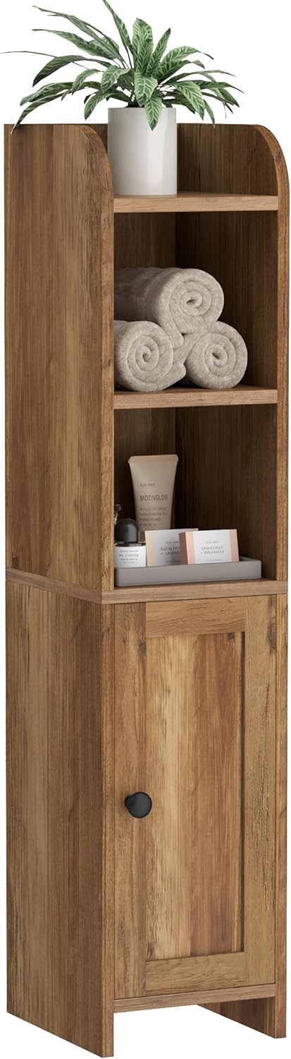 Homhedy Small Bathroom Storage Corner Floor Cabinet for Space