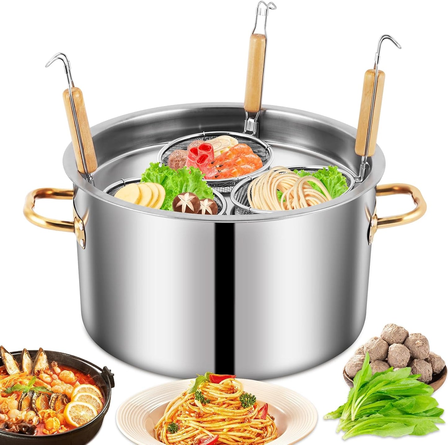 YJINGRUI 28L Commercial Pasta Pot - Stainless Steel Cooker with Strainer - Large Capacity!