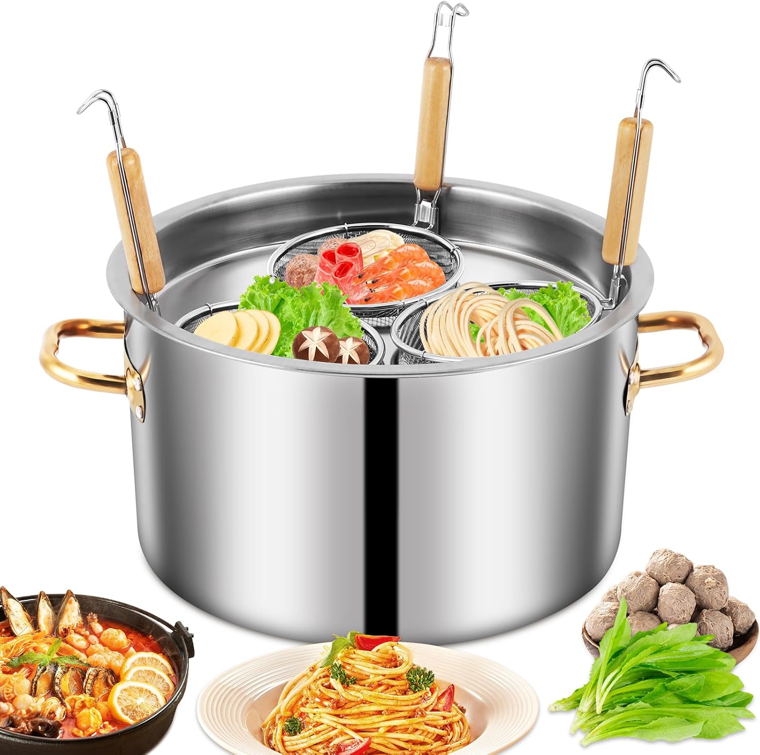 YJINGRUI 28L Commercial Pasta Pot - Stainless Steel Cooker with Strainer - Large Capacity!