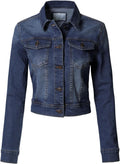 Women's Classic Destroyed Vintage Washed Denim Jacket - Slim Fit