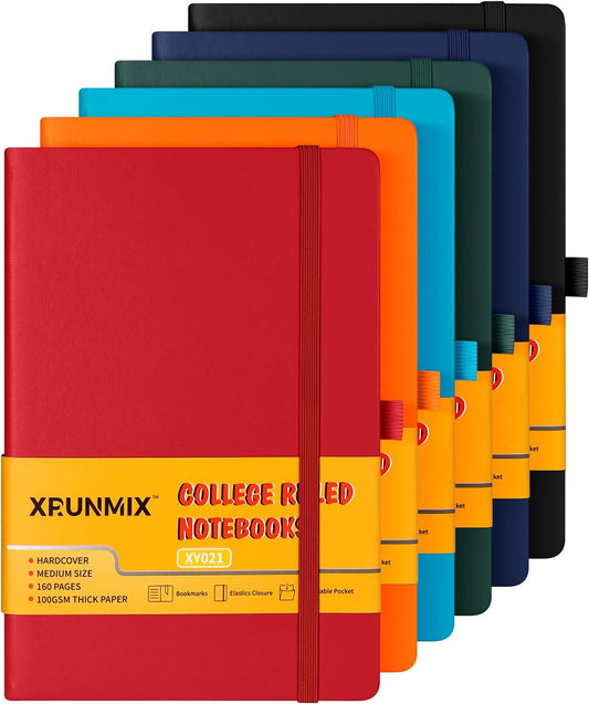 Xrunmix Hardcover Journals: 160 Pages, Thick Paper, 6 Colors