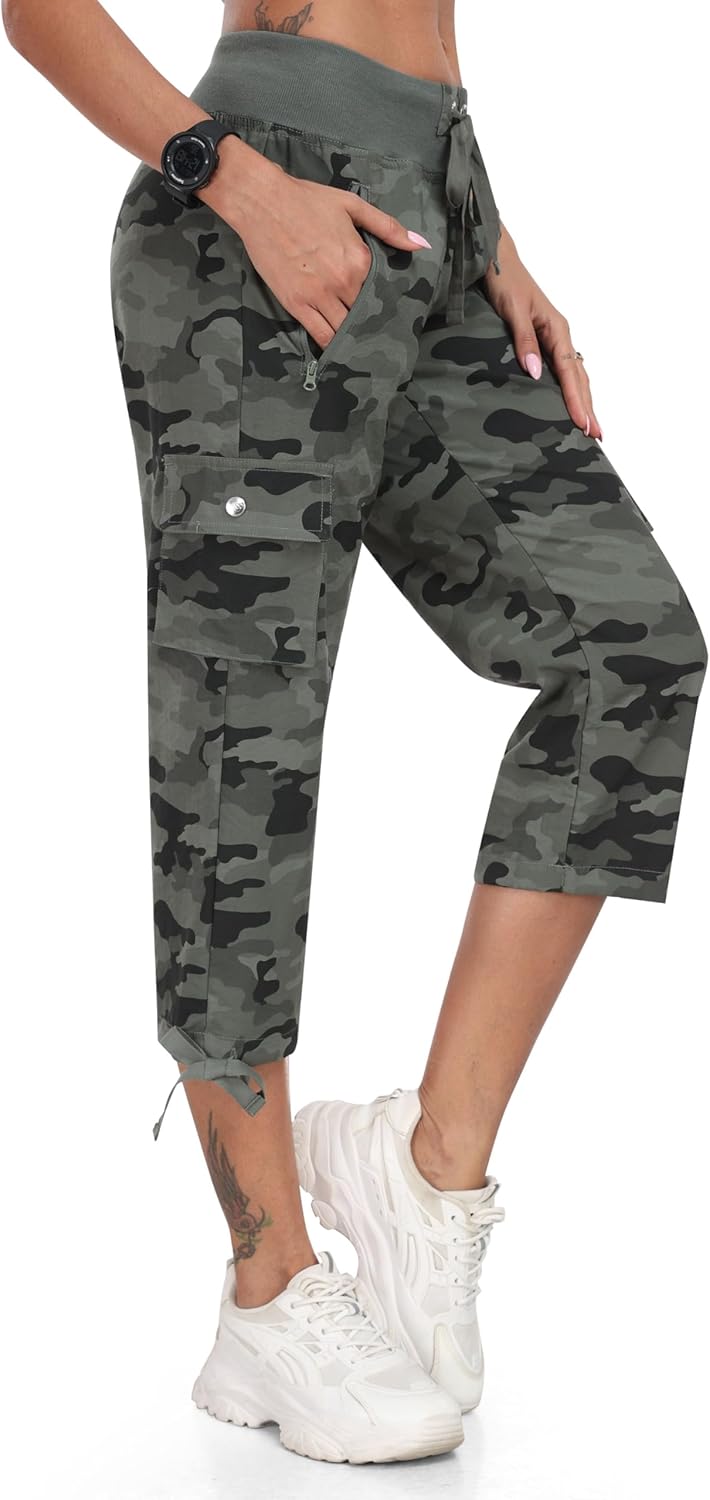 MoFiz Women's Cargo Capris Pants for Hiking and Casual Wear