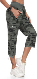 MoFiz Women's Cargo Capris Pants Loose Fit Casual Hiking Pants Womens