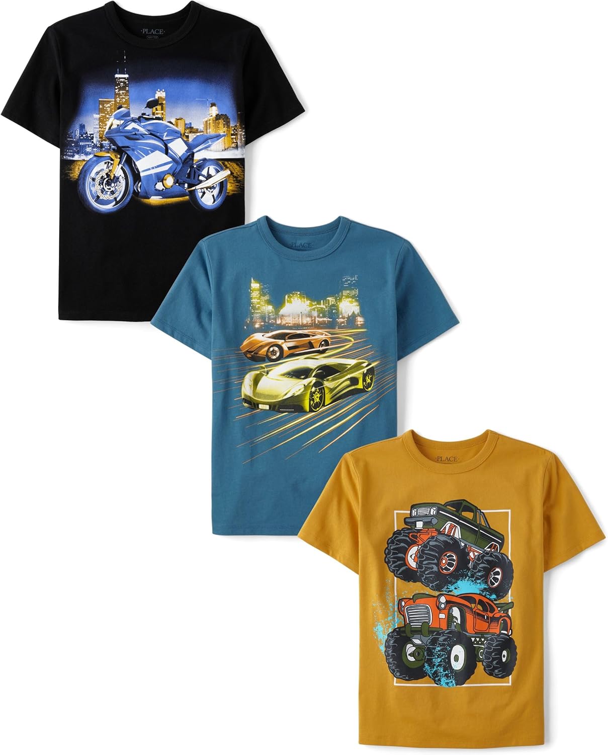 Boys' Vehicle Short Sleeve Graphic T-Shirts Multipack for Kids