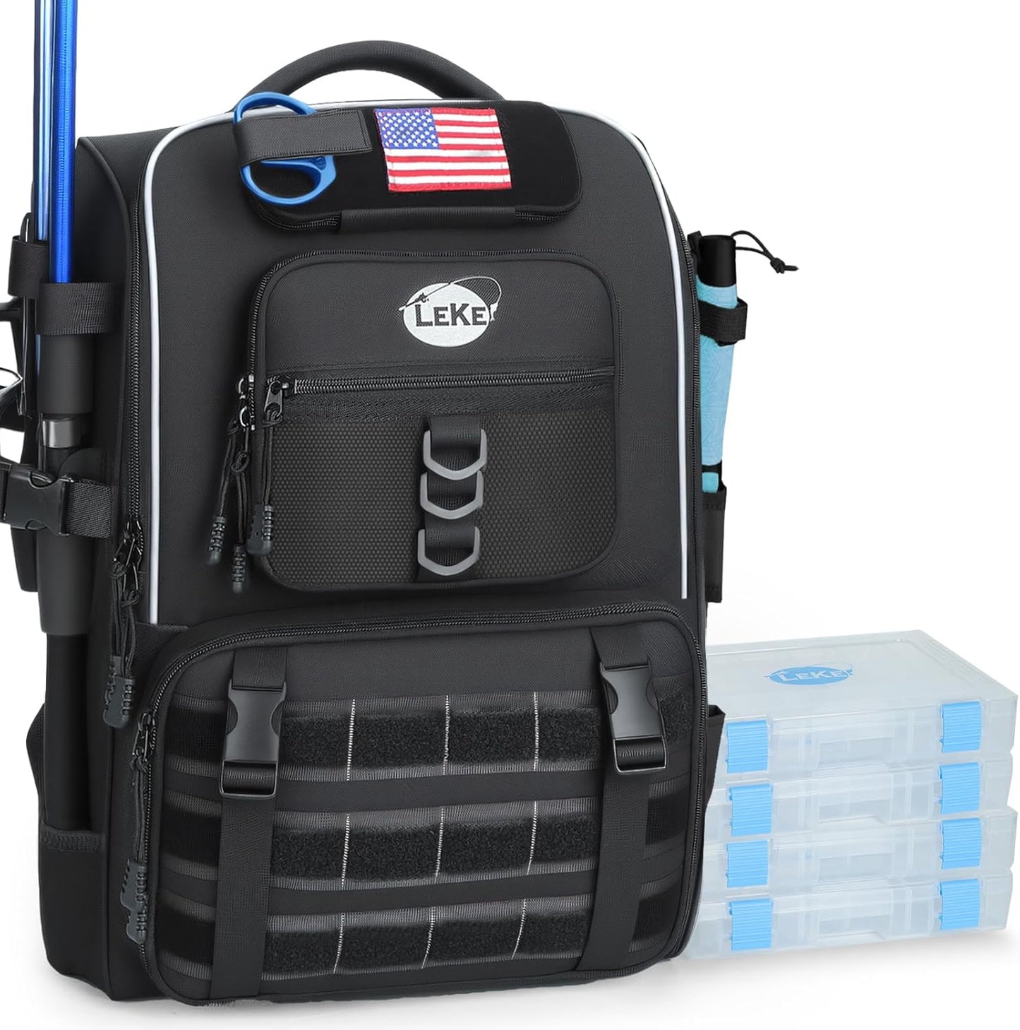 Lekesky Fishing Backpack with Tackle Boxes for Outdoor Adventures