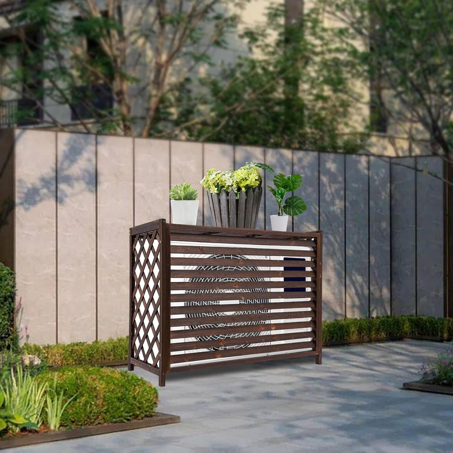 Enhance Outdoor Comfort with Wood Color AC Screen