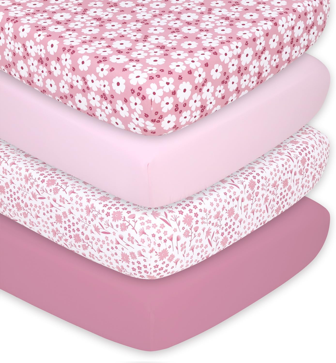 Peanutshell 4-Pack Fitted Crib Sheet Set for Baby Girls