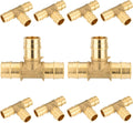 10-Pack HeSun PEX-A Expansion Tee 1/2 in - Durable Brass PEX Fittings