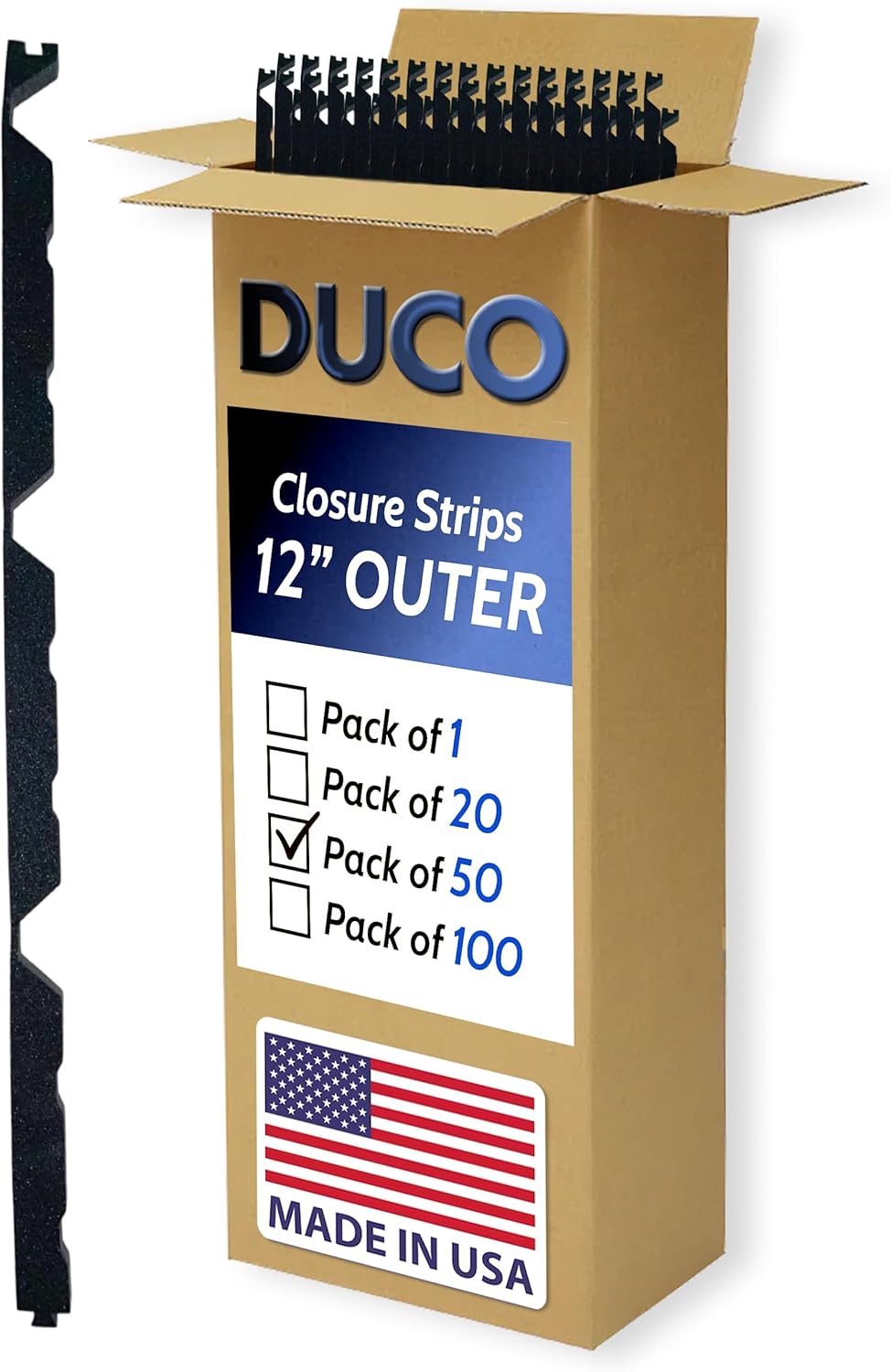 Duco USA-Made R Panel Foam Closure Strips for Metal Roofing