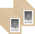 5x7 inch Picture Frame with Removable 4x6 Mat - Oak Color, 12 Pack