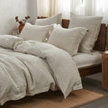 100% Linen King Duvet Cover Set with Embroidery - Soft Breathable