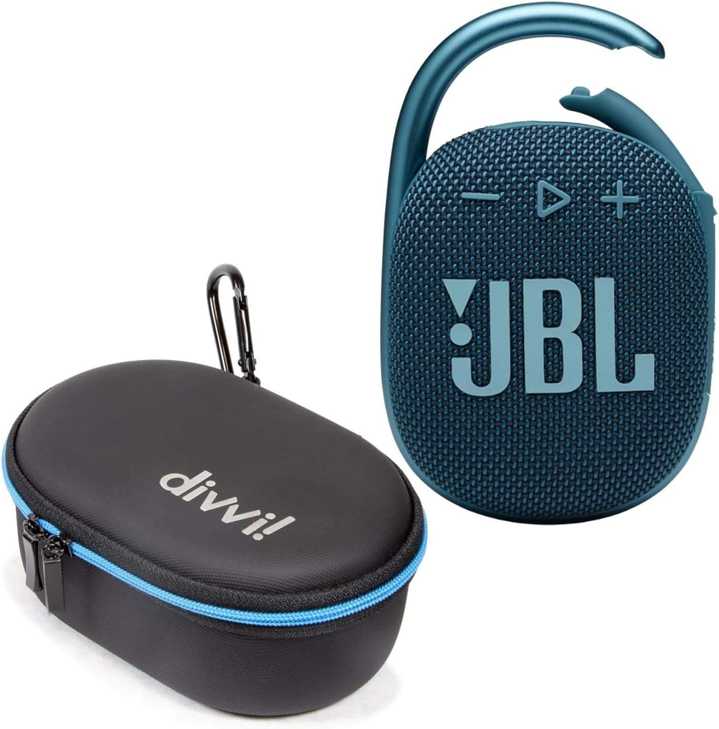 JBL Clip 4 Speaker Bundle: Blue + Black Case