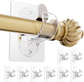 No Drill Curtain Rod Brackets (8 Pack) - Clear Adhesive Holders