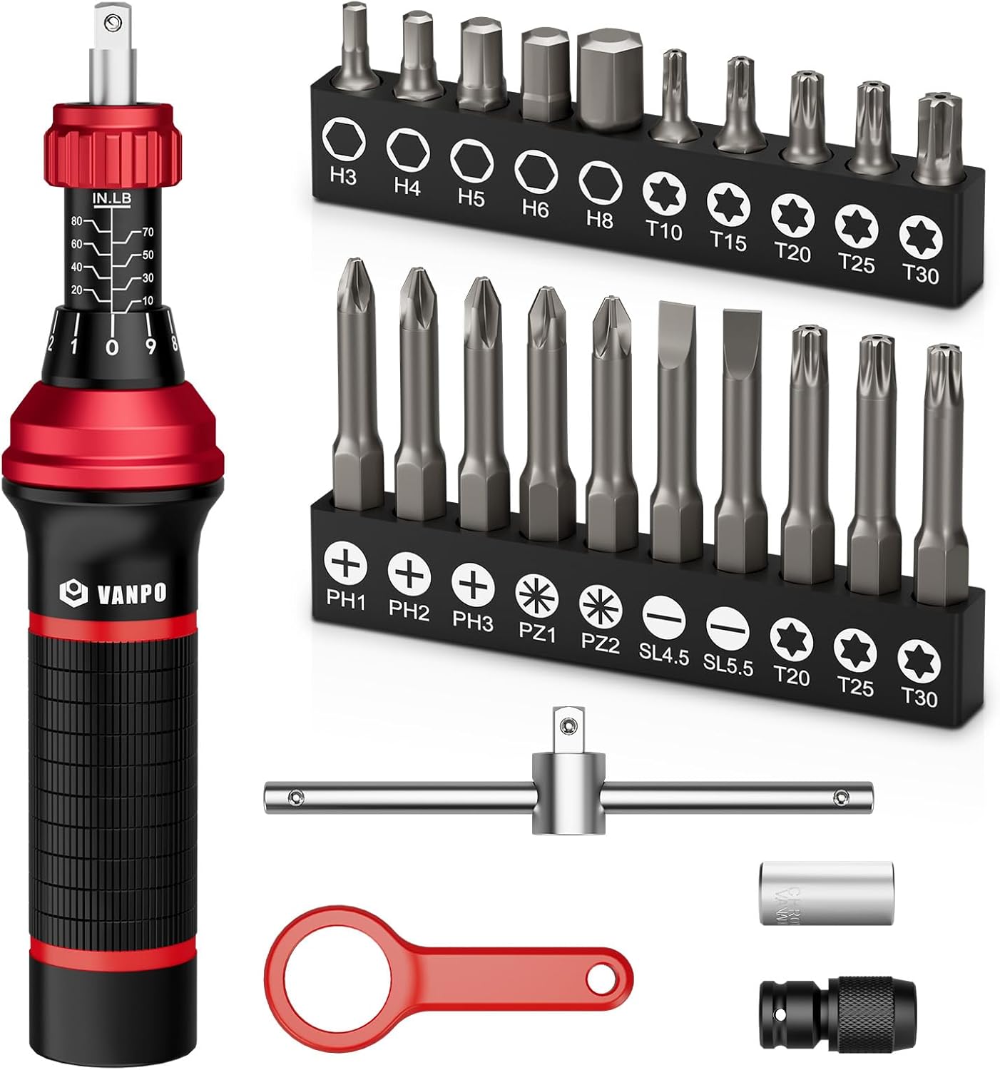 Torque Screwdriver Set 10-80 In-lb with Precision Control and Bits