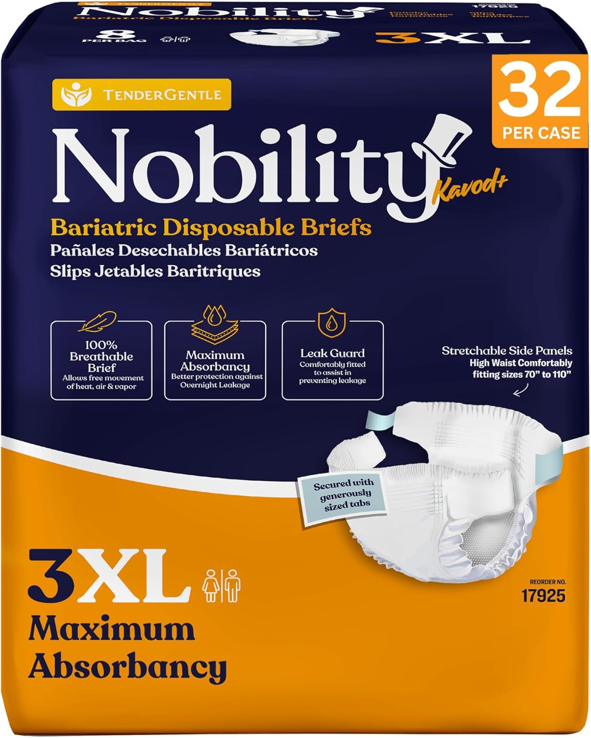 3XL Adult Diapers for Women and Men - Max Absorbency Briefs
