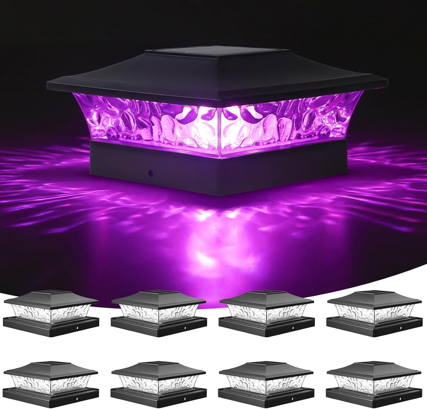 VOLISUN Solar Post Cap Light 8Pack - RGB Color Changing Outdoor