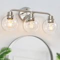 3 Light Bathroom Vanity Light Fixtures Brushed Nickel - Modern Globe