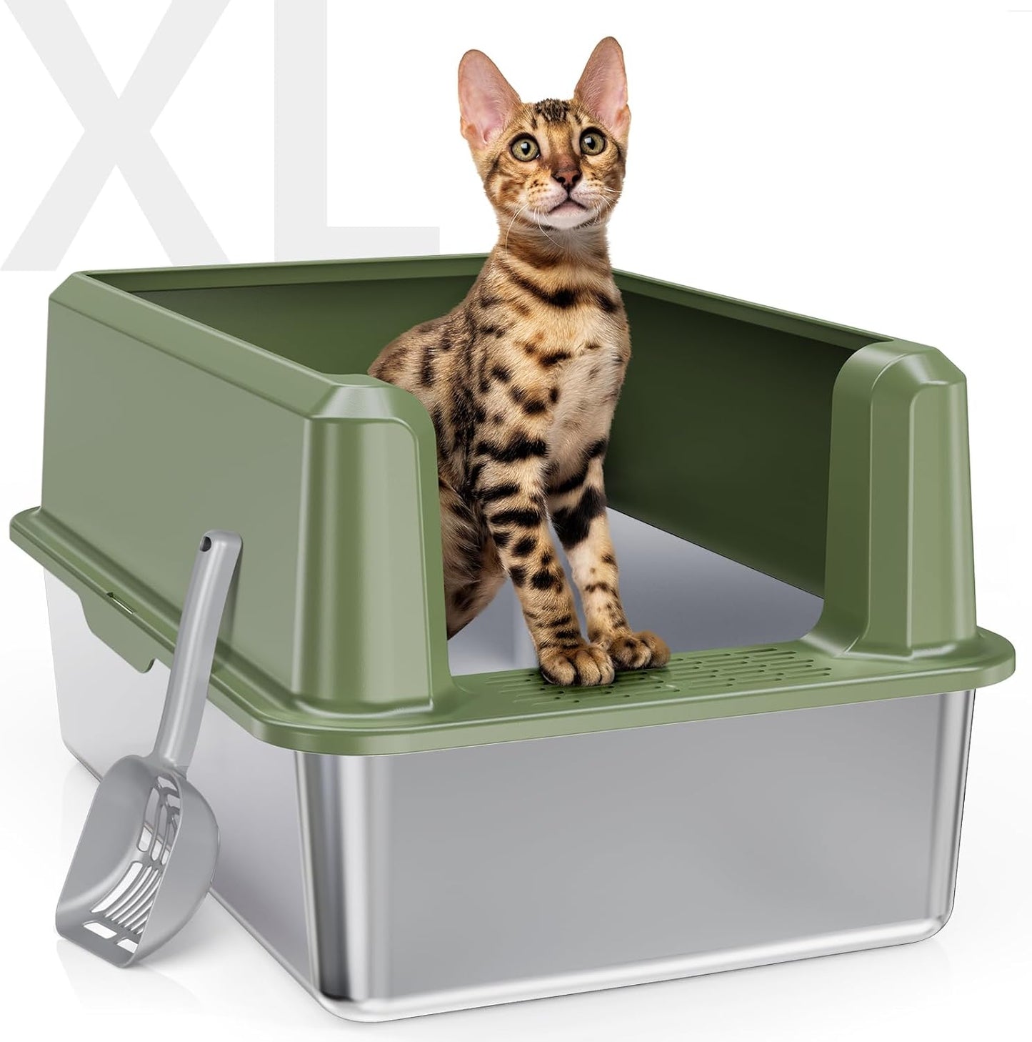 Extra Large Stainless Steel Cat Litter Box for Big Cats