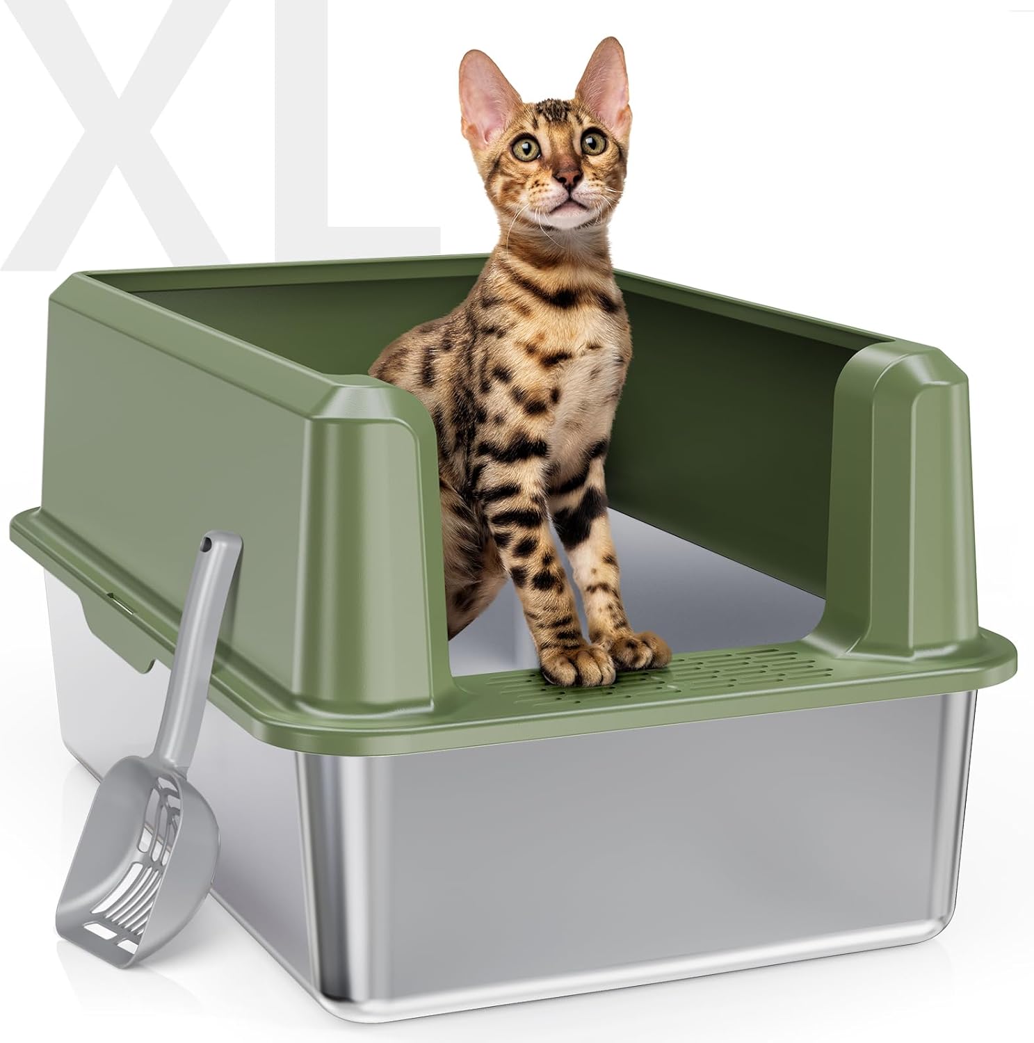 Extra Large Stainless Steel Cat Litter Box for Big Cats