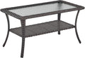 Rilyson Patio Coffee Table - Wicker 2-Tier Outdoor Table
