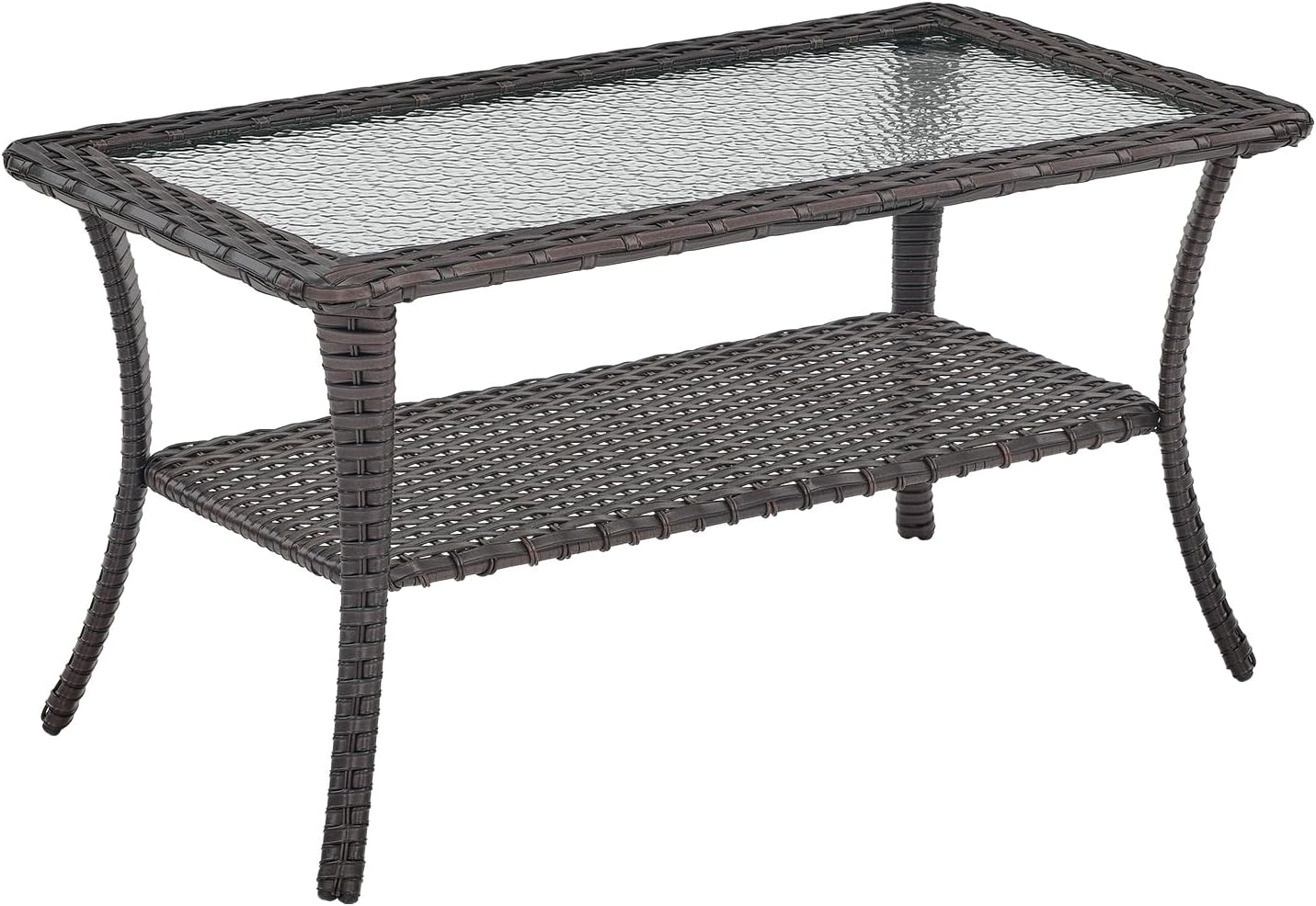 Rilyson Patio Tables Outdoor Coffee Table with Glass Top