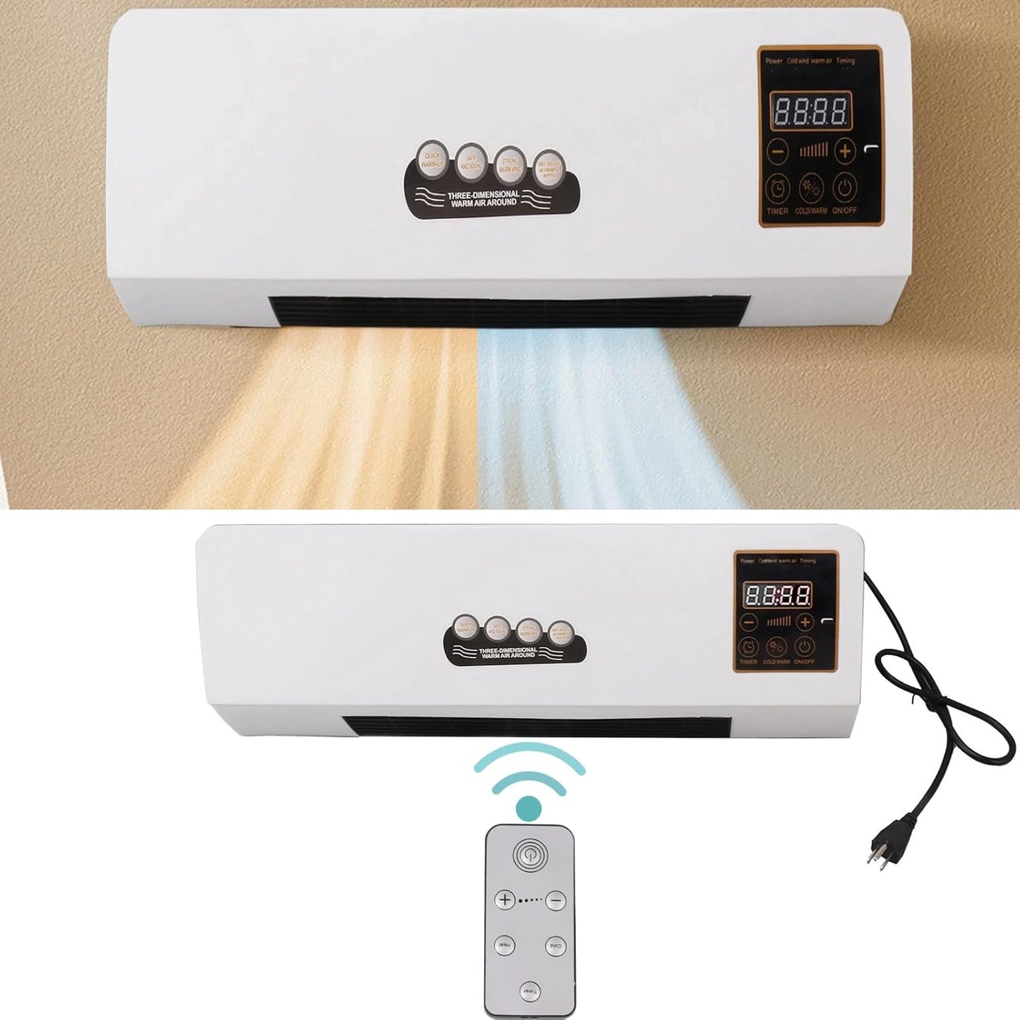 VINGVO Wall Heater & Air Conditioner Combo - Portable Dual Use
