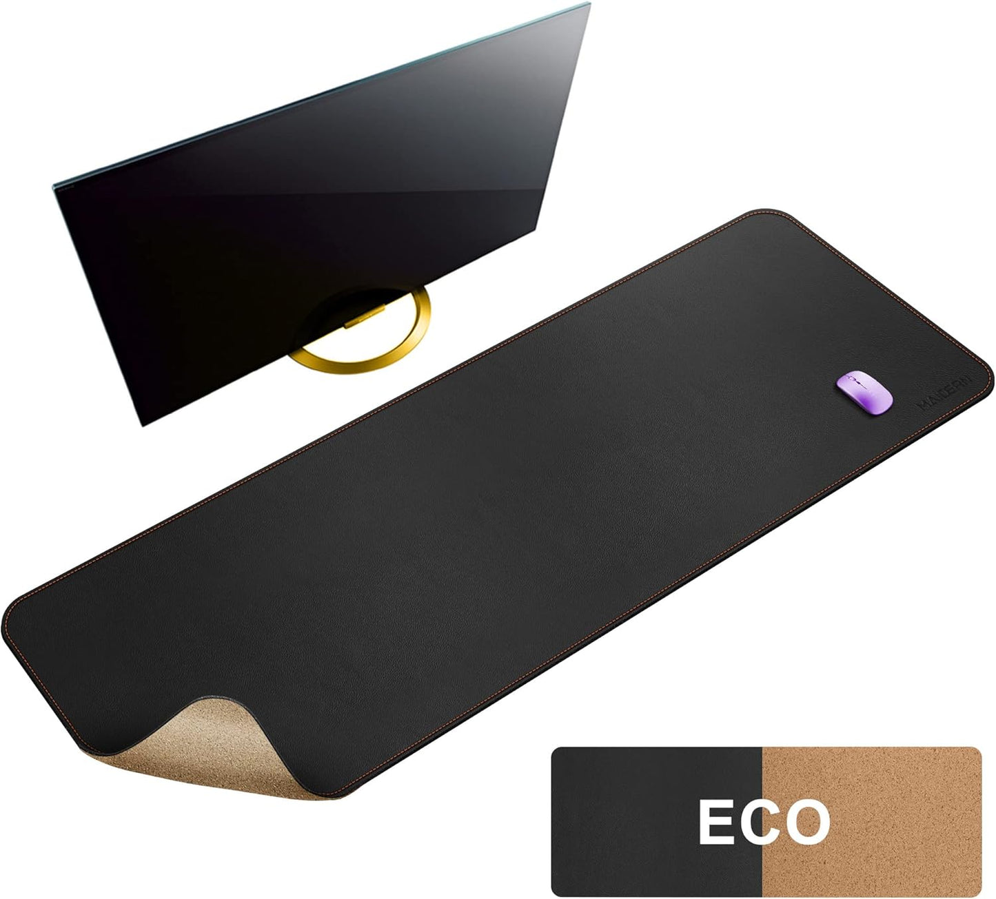MAIDERN 55 x 24 Cork & Leather Desk Pad for Home Office Use