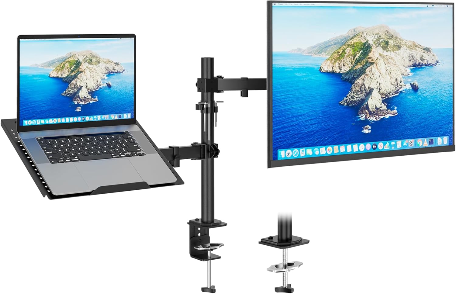 Ergonomic Monitor Arm with Laptop Tray for 13in to 32in Displays