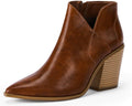 Womens Pointed Toe Ankle Boots Block Heel Cutout Side Zipper - Stylish